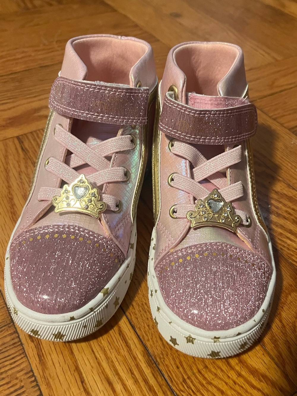 Disney Pink Glitter Kids' High-Top Sneakers with Princess Art - Picture 2 of 5